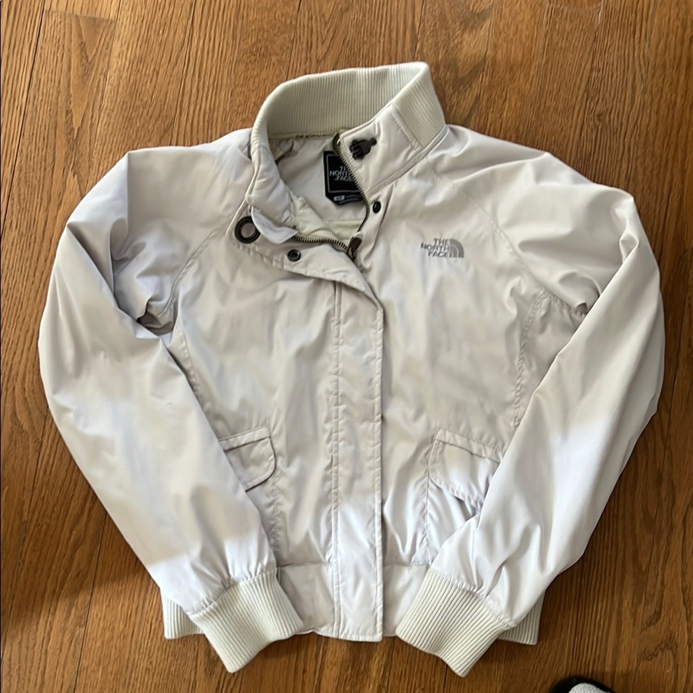 SPRING JACKET North Face White Bomber Jacket Lightweight with quilted interior